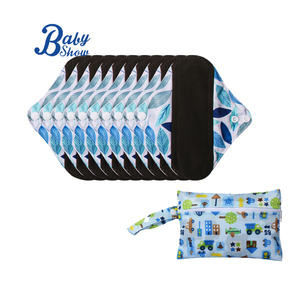 Tampons menstruels en tissu bon marché au charbon de bambou réutilisables et durables à absorption rapide 19X25cm Ensemble de serviettes hygiéniques réutilisables - Product Image 1