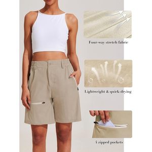 Shorts de randonnée pour femmes, longueur 7/8, séchage rapide, légers, shorts d'extérieur avec poches zippées - Product Image 4