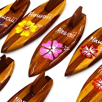 Aimant de planche de surf en bois, aimant de fleur d'hibiscus hawaïenne, aimant souvenir de haute qualité