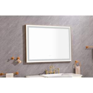 Miroir mural de salle de bain éclairé par LED moderne DB 48*36 ovale encadré haute luminosité + anti-buée contrôlé séparément pour la décoration - Product Image 3