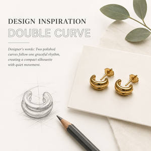 Pendientes de tuerca de doble curva, acero inoxidable con baño de oro de 14K, pequeños pendientes curvos pulidos, color oro y plata - Product Image 5