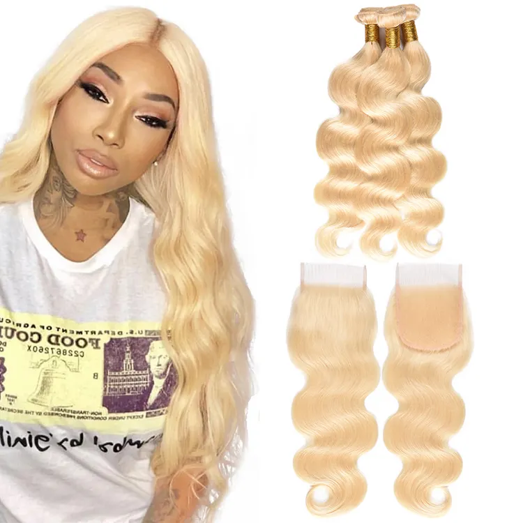 No Shedding hair Bulk Body Wave Brazilian Hair Bundles 613 Blonde Human Hair