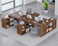 Bureau de direction en forme de L moderne et personnalisable, bureau de forme L réversible en bois avec étagères de rangement pour le bureau à domicile