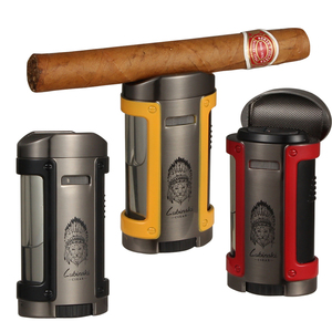 Encendedor de cigarrillos con soporte, soplete de aleación de Metal, Gas butano, 4 chorros de llama - Product Image 1