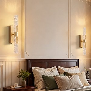 Lámpara de pared de cristal dorada con LED táctil regulable, diseño moderno para dormitorio, sala de estar, pasillo - Product Image 4