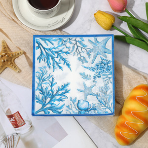 Ocean Blue Starfish Printed Paper Napkins 330mmx330mm Themed Party Disposable Serviettes Marine Life Design - Product Image 4