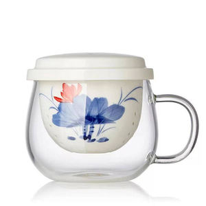 Taza de Té de Cerámica Pintada a Mano con Filtro Separador de Agua, Taza Resistente al Calor con Tapa para Beber Té, para Uso en Oficina y Hogar - Product Image 3