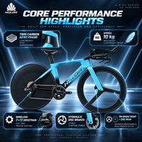 Vélo de triathlon professionnel T800 en fibre de carbone, vélo de course aérodynamique sans fil 2x12 vitesses avec freins à disque et roues en carbone