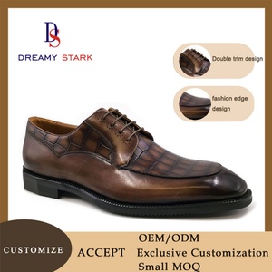 Chaussures habillées et Richelieu pour hommes en cuir véritable de haute qualité, faites à la main, avec motif en relief imitation pierre, logo personnalisé, marque originale - Product Image 6