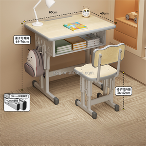Meubles scolaires réglables - Ensemble bureau et chaise individuels en métal pour salle de classe <span class=keywords><strong>primaire</strong></span>, fabriqués en <span class=keywords><strong>MDF</strong></span> - Product Image 3