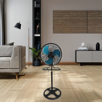 Ventilateur de sol électrique 18 pouces à 3 pales en aluminium Grille en plastique noir Moteur en cuivre 3-en-1 Quatre trous Hauteur réglable Ménage
