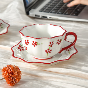 Floral Ceramic Coffee Cup And Saucer Set Luxury Elegant Afternoon Tea Cup High-end Gift For Women - Product Image 2