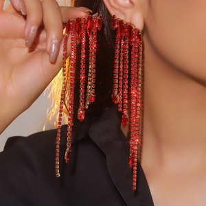 Boucles d'oreilles en argent plaqué cristal super scintillant de la série rouge européenne américaine, élégantes et de caractère pour femmes - Product Image 6