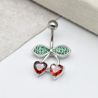 Anneau de nombril en cristal Cherry Belly, nouveau piercing tendance pour femmes, vente chaude 2025, bijoux de corps, piercing en acier chirurgical