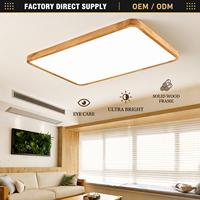 Direct usine - Plafonnier LED en bois OEM/ODM avec télécommande, CRI 98 élevé, en bois massif pour salon et salle à manger