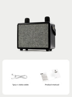 Altavoz Karaoke Bluetooth Portátil Retro de Madera con Dos Micrófonos Inalámbricos y Audio Nítido para Fiestas Familiares y Campamentos