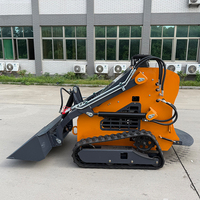 ME 380 Tracked Skid Steer Front Loader Rubber Track Mini Loader Bertenaga Mesin Bensin dengan Bucket 0.15m dan Radius Belok Pendek 1