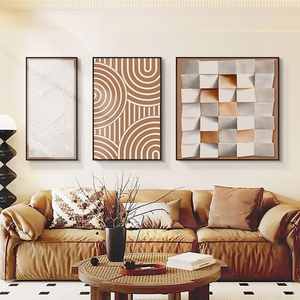 ภาพวาดตกแต่งห้องนั่งเล่นผนังโซฟาเรียบง่ายทันสมัยภาพวาดฝาผนังสามชั้นแขวนประดับผนังพอร์ซเลนคริสตัล - Product Image 3