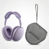 Tas Pembawa Headphone Fashion EVA Keras Warna Abu-abu, Tahan Guncangan, Dilengkapi Tali Pergelangan Tangan Lepas Pasang, Portabel, Untuk Headset Over-Ear, Cocok untuk Perjalanan