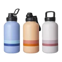 Bouteille d'eau pour chien en acier inoxydable personnalisée 2 en 1 avec différents couvercles, double paroi isolée sous vide, 1000 ml