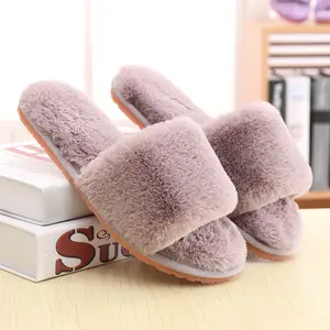 Hot Sale Super Soft Home Shoes Indoor Fur Shoes Slides Flat Slipper Bedroom Slippers Women