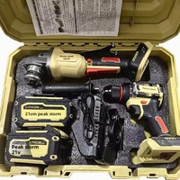Ensemble perceuse électrique et meuleuse d'angle sans balais Peak Storm pour usage domestique, avec coffret rigide, batterie Li-ion, alliage d'aluminium, garantie 3 ans