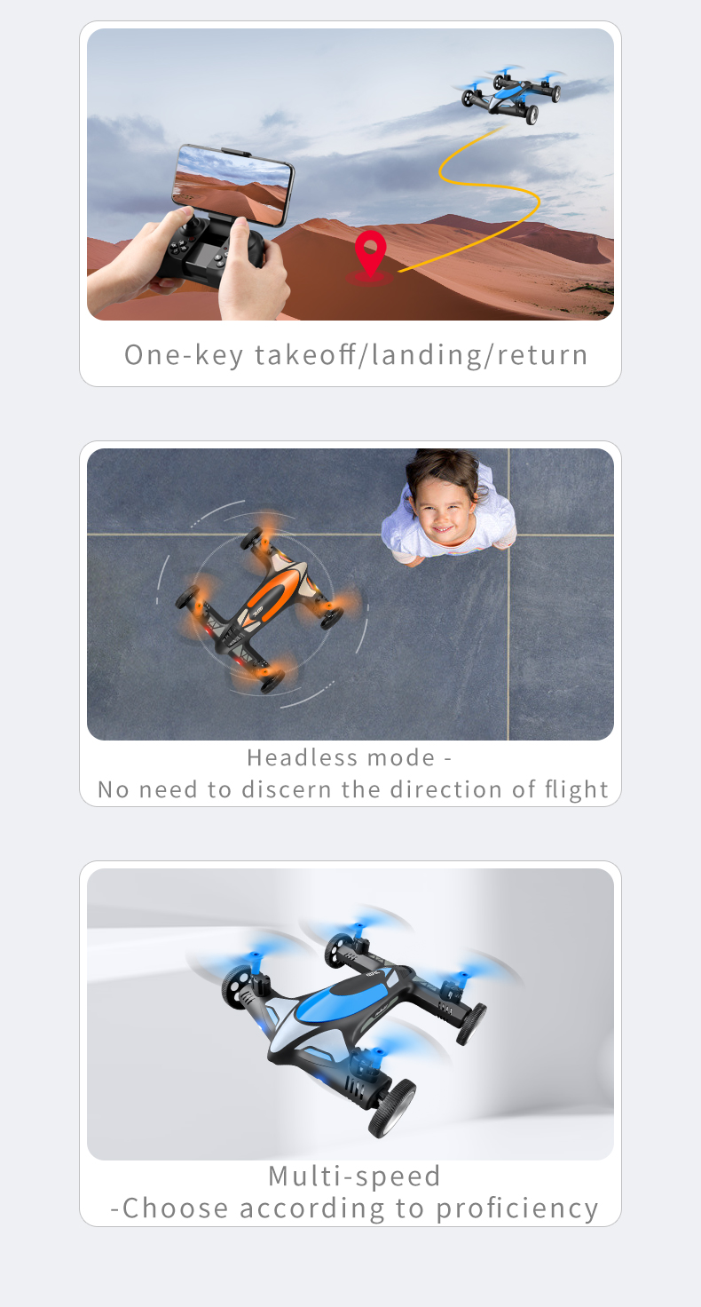 Remote Control Air-Ground Flying Cars Mini Dron 4K Hd Camera Aerial Photography RC Drone Quadcopter Children's Toy Gift