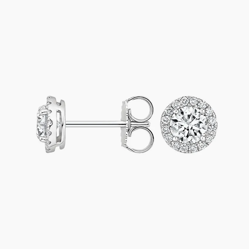 Orecchini di Design da donna con bottone di alta gioielleria 18k oro bianco con motivo motivo per orecchini di diamanti da laboratorio HPHT CVD gioielli