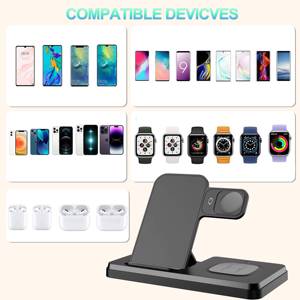 Caricabatterie Wireless tre in uno pieghevole che supporta la <span class=keywords><strong>ricarica</strong></span> rapida 15W-supporto per cellulare con funzione di <span class=keywords><strong>ricarica</strong></span> Wireless - Product Image 6