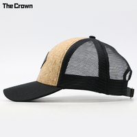 Gorra Trucker de Corcho de 6 Paneles con Logotipo Personalizado, Venta al por Mayor, Textura de Madera, Malla y Parche Tejido, Fabricante