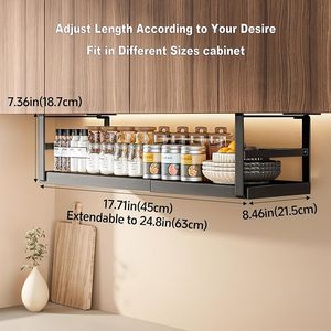 Có thể điều chỉnh chiều rộng Heavy-Duty kim loại Tủ lưu trữ Kệ trượt tổ chức treo kệ với gia vị lưu trữ giỏ - Product Image 6