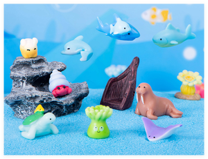 미니어처 요정 레진 동물 조각상-손으로 그린 바다 별, 상어, 소라게 등 - Product Image 4