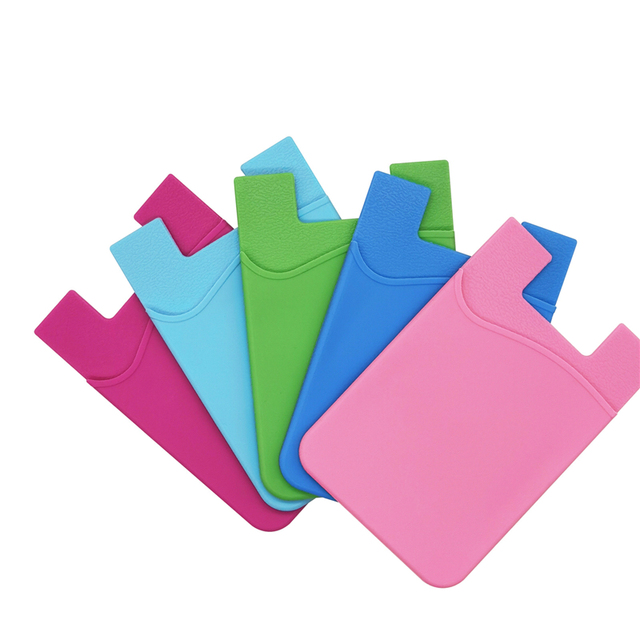 Wholesale Adhesive Stick-on ID Credit Card Wallet Silicon Pocket Phone Card Holder, Adhesive Cell Phone Wallet