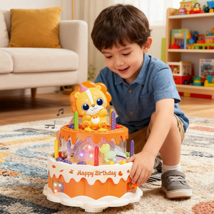 Juguete para niños en forma de León lindo pastel de juguete para niños con sonido y luz rueda giratoria juguete automático - Product Image 5