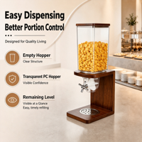 3,5L Houten Graan- en Snoepdispenser, Bulkvoedseldispenser, Droge Fruit-, Kaugom-, Kauwgom- en Noten-dispenser