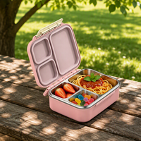 Boîte à bento pour enfants en acier inoxydable de qualité alimentaire, 3 compartiments, anti-fuite