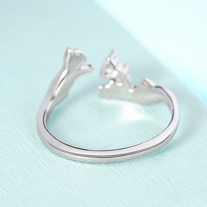 Anello a Forma di Gatto per Donne, con Zirconi, Regolabile, Design a Cuore, Gioiello Minimalista per Uso Quotidiano - Product Image 6