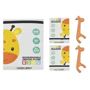 Joli fil dentaire biodégradable en forme de girafe choisit des bâtons de fil dentaire pour enfants