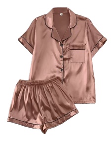 Ensemble de pyjama <span class=keywords><strong>2</strong></span> pièces pour femme, mignon et confortable, avec col rabattu, taille élastique, manches courtes et pantalon – Idéal pour dormir, la détente ou la nuit - Product Image 2