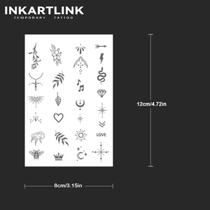 Set de 24 Pegatinas Minimalistas para Dedos, con Pequeños Elementos como Luna, Estrella, Corazón, Florales y Herbales, Arte Corporal Semipermanente de 15 Días - Product Image 3