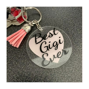 Trung Quốc Nhà Máy Tùy Chỉnh Bán Buôn Trái Tim Phim Hoạt Hình Nhựa Móc Chìa Khóa Trong Suốt Trống Thư Acrylic Keychain Phụ Kiện Với Tua - Product Image 1