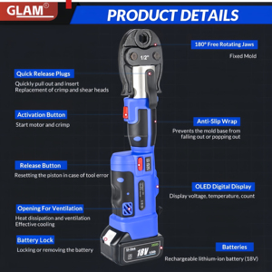 مجموعة أدوات ضغط BS1525 Pro الصغيرة من النوع 2 بطارية تعمل بفك العقص الشامل المضغوط VUS "1" أدوات هيدروليكية - Product Image 2