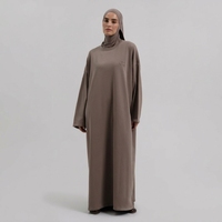 Robe Abaya en coton pour femme, collection automne-hiver, coupe élégante, col rond, manches longues, robe modeste