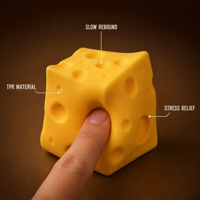Jouet Squishy en forme de fromage de simulation, anti-stress à remontée lente, en TPR et PU, bloc de fromage, jouet sensoriel à presser pour adolescents, adultes et bureau