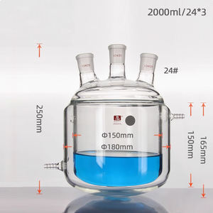Reattore a Doppio Strato con Tre Colli e Fondo Tondo, Bottiglia di Circolazione con Isolamento in Vetro Borosilicato <span class=keywords><strong>3</strong></span>.<span class=keywords><strong>3</strong></span>, Personalizzabile OEM - Product Image 2