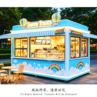 Nouveau Kiosque de Magasin de Desserts Modulaire en Acier Préfabriqué de 20 Pieds avec Vitrine, Compartiment et Évier