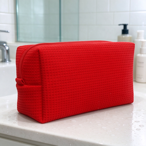 Waffle Cotton Cosmetic <b>Bag</b> Large Capacity Waterproof <b>Travel</b> Makeup Pouch Custom Logo <b>Women</b> Toiletry Storage <b>Bag</b> - Product Image 2