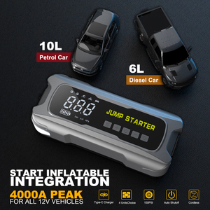 Démarreur de batterie premium 16000 mAh avec compresseur d'air, démarreur de batterie 12V, pompe à air double cylindre 150 PSI, équipement d'urgence - Product Image 1