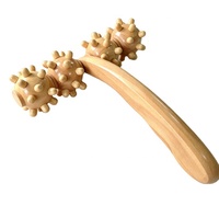 Rouleau de massage en bois à picots, masseur corporel portatif à 4 pointes pour soulagement musculaire profond, outil de massage des points d'acupression