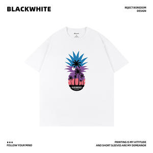 Camiseta Unisex con Estampado de Piña y Palmera Hawaiana, 100% Algodón, Transpirable, Diseño Simple, Top Casual de Verano 2026 Q236 - Product Image 4